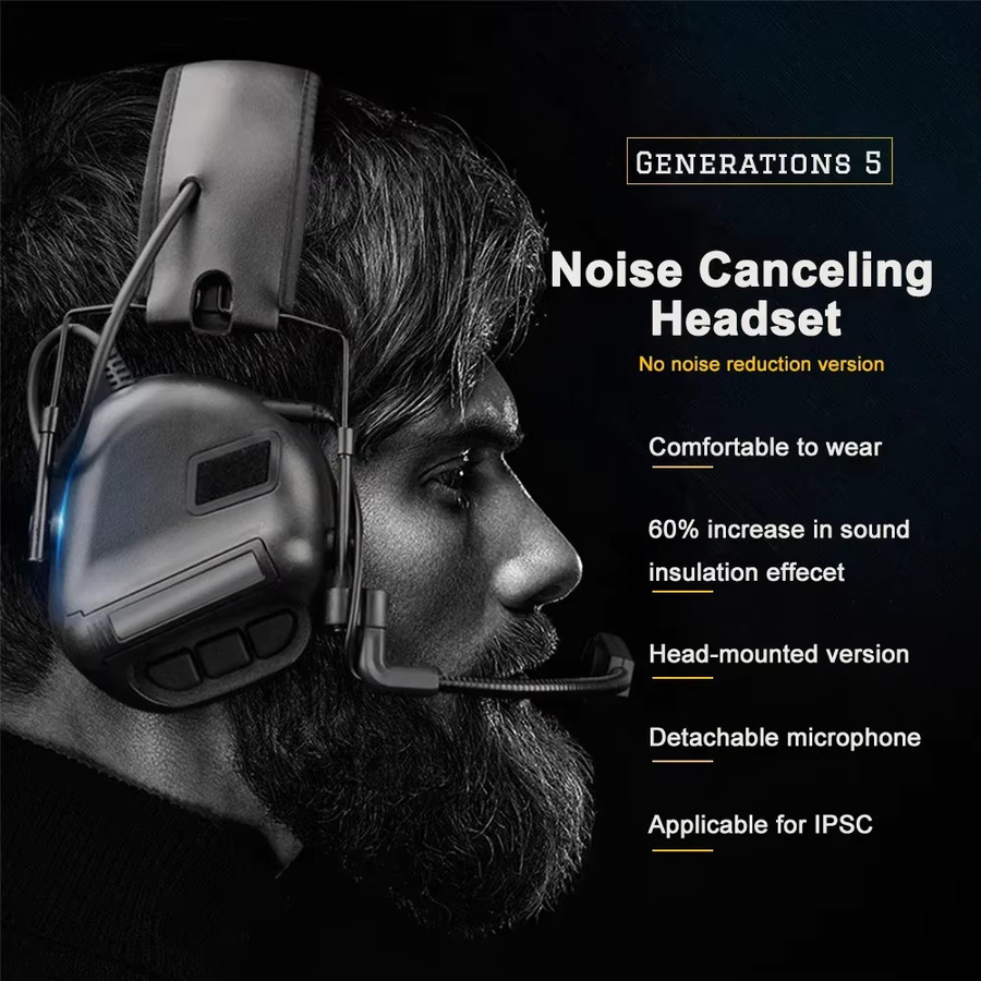 WoSporT Taktisches Headset mit Noise Reduction für Jagd, Airsoft und Schießen in Schwarz - Bild 4
