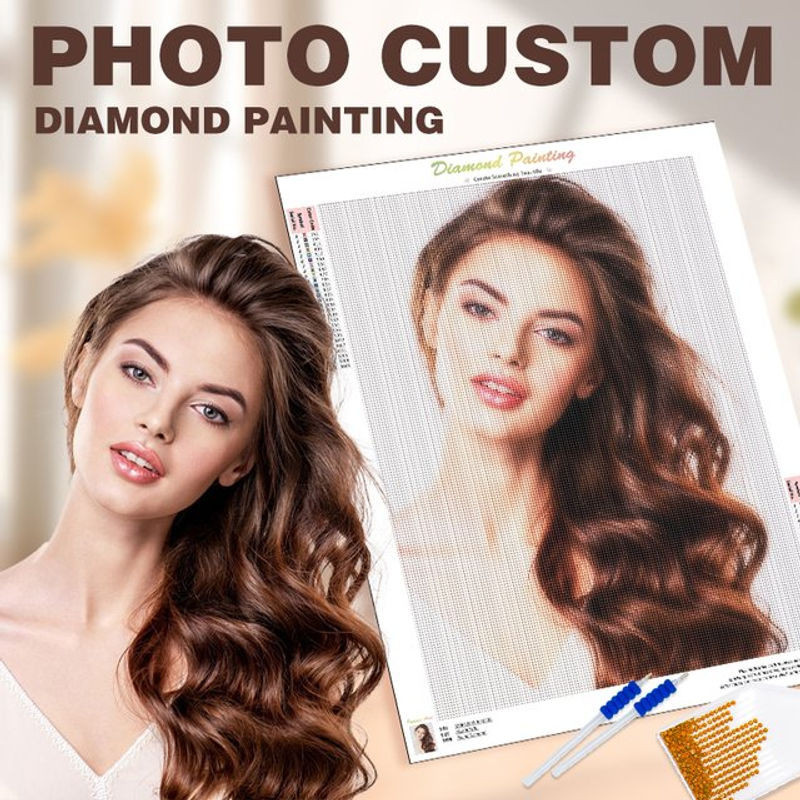 GATYZTORY DIY Diamantmalerei Set mit individuellem Foto als 5D Kreuzstich Mosaik Kit in Mehrfarbig mit runden Kristallen aus Kunststoff - Bild 1