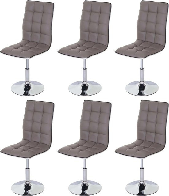 CHEFGASTRO Esszimmerstuhl 6er-Set aus Kunstleder in Taupe-Grau, modern und drehbar, H x B x T: 103 x 43 x 54 cm, Sitzhöhe: 41 cm - Bild 1