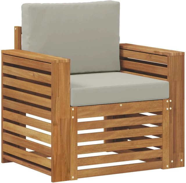 vidaXL Outdoor-Sofagarnitur aus Akazienholz mit Kissen in Natur, B/T/H: 79 x 63 x 73 cm - Bild 1