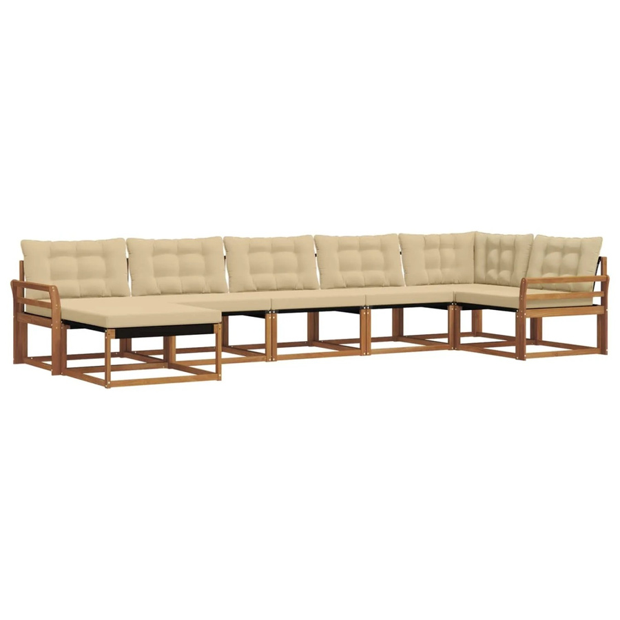 vidaXL Outdoor-Sofagarnitur 21-tlg. aus Massivholz Akazie in Natur und Beige mit L-Form, Polsterung und Ottoman für Garten und Terrasse - Bild 2