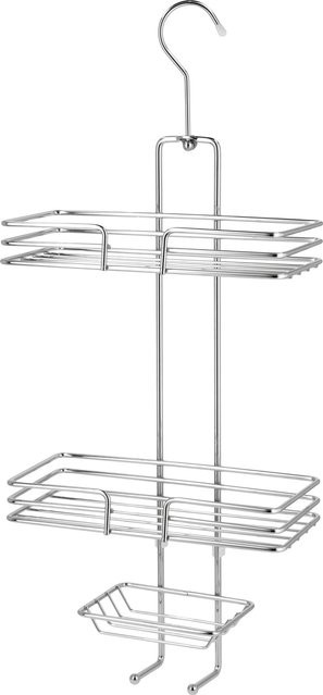 LIVARNO Duschablage aus Metall in Silber mit Haken und Klebebefestigung, B: 46,0 cm, H: 25,0 cm, T: 2,0 cm - Bild 1