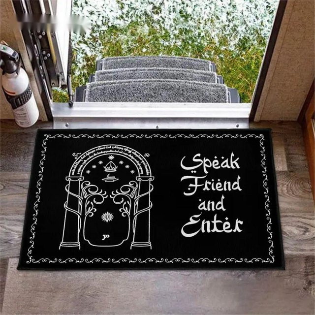 Lodestar Der Herr der Ringe Willkommen Freunde Fußmatte aus Polyester, Schwarz, B/B: 80 x 50 cm - Bild 1