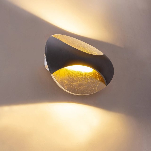 Globo LED-Wandleuchte Alexandra aus Metall in Schwarz und Gold/Messing mit warmweißem Licht - Bild 1