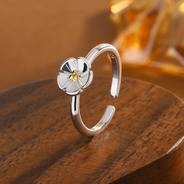 GaGa-Duck Kirschblumen Öffnungsringe, 925 Silber - Bild 1