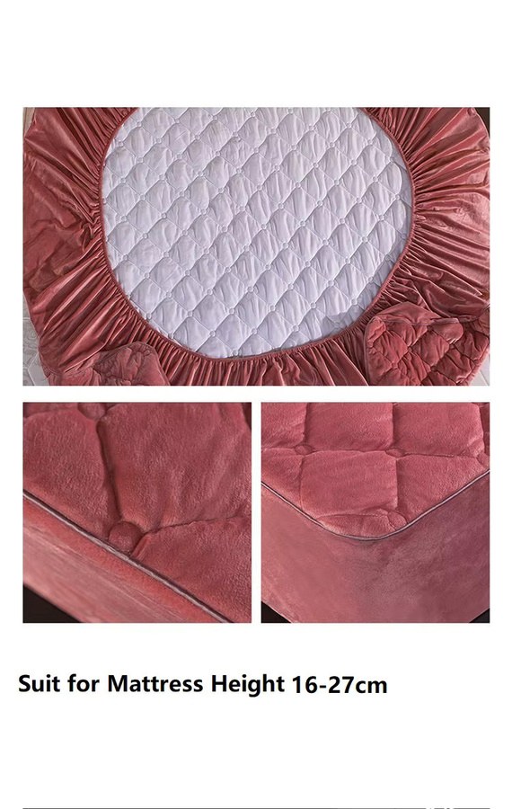 Mtuove Spannbettlaken aus gestepptem Kristallsamt in Pink, weiches Mikrofaser-Matratzenbezug B/B: 90 x 190 cm - Bild 3