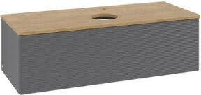 V&B Waschtischunterschrank Antao mit Frontstruktur in Eiche Honig lackiert, B/T/H: 120 x 50 x 50 cm - Bild 1