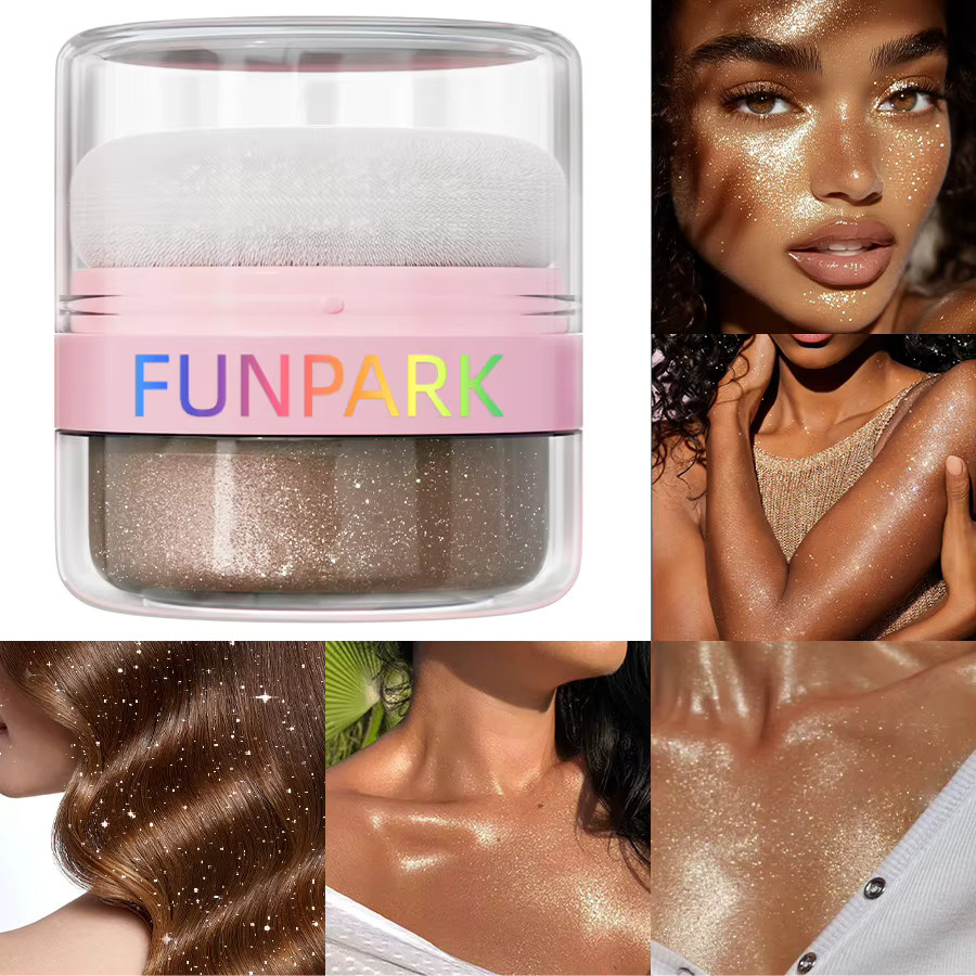 FUNPARK Highlighter-Puder, weiß-silbern, schimmernd, Unisex - Bild 2