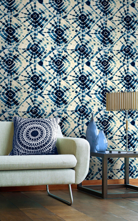 MINDTHEGAP Tapete Shibori Swirls WP20205 in Blau mit abstraktem Orient-Design aus Vlies - Bild 1