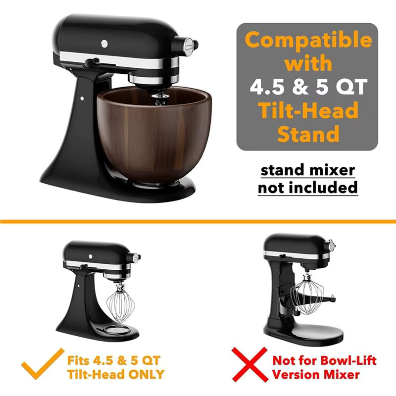 A74G Halter aus Akazienholz für KitchenAid Küchenmaschinen-Mischschüsseln (4,5 & 5 QT), Farbe: Braun - Bild 2