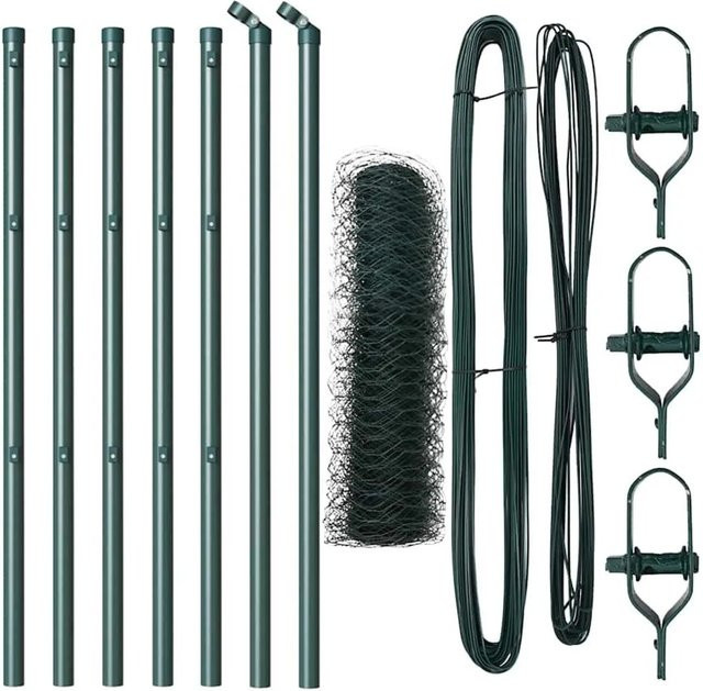vidaXL Mesh-Zaun aus Stahl und PVC in Grün, 10 x 0,5 m - Bild 1