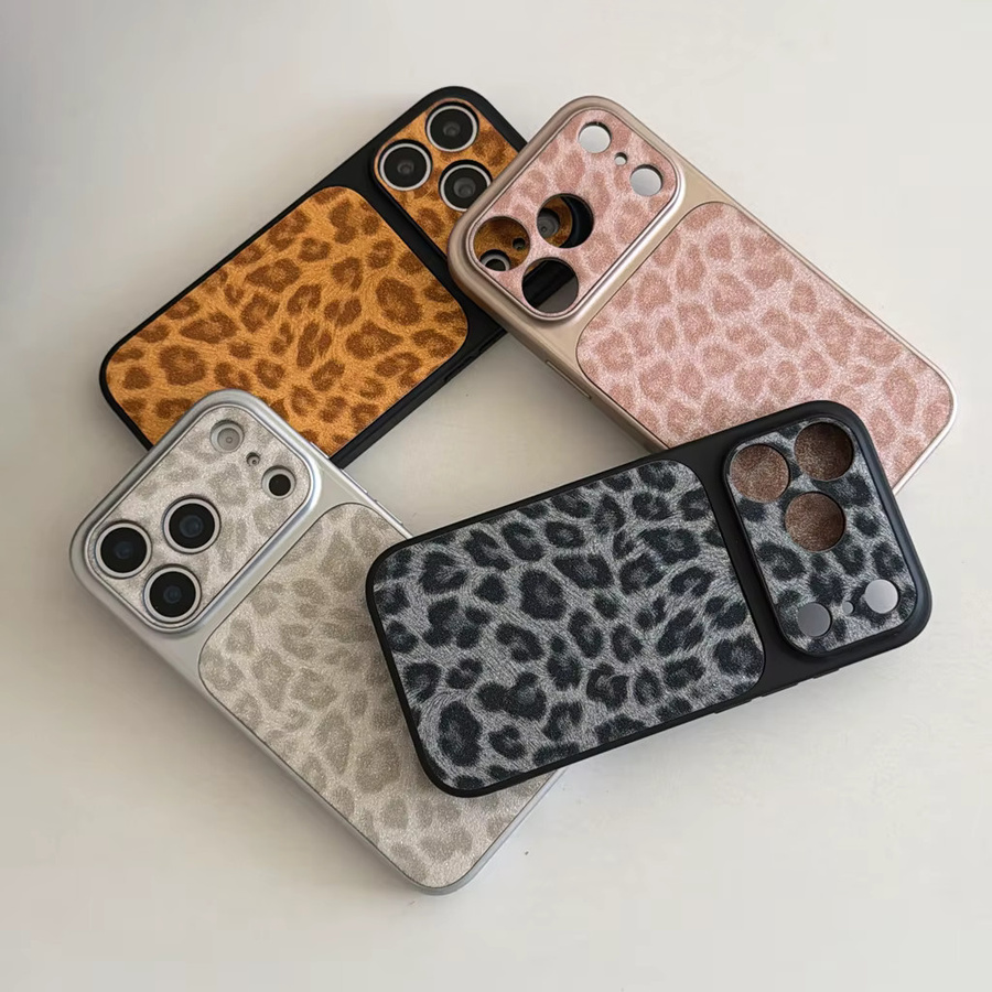 Apple Handyhülle mit Leopardenmuster aus Kunstleder und Umhängeband für iPhone 17, 16, 15, 14 Pro Max in Schwarz und Multicolour - Bild 2