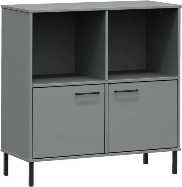 vidaXL Bücherregal OSLO aus Massivholz und Metall in Grau, B/T/H: 90 x 35 x 90,5 cm - Bild 1