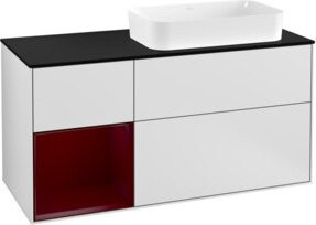 V&B Waschtischunterschrank Finion in Weiß lackiert mit Regal links, Breite: 120 cm, Tiefe: 50,1 cm, Höhe: 50,1 cm - Bild 1