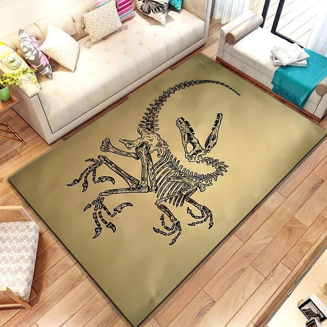 UQIDEHOME 3D Dinosaurier-Fossil-Simulations-Teppich, beige, B/T: 60 x 40 cm - Bild 1