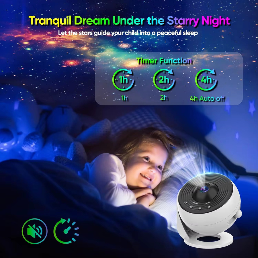 Lomoo Upgrade Galaxy Projector Pro 13-in-1 HD Planetarium Sternenprojektor mit 360 Grad Drehung, Weiß - Bild 3