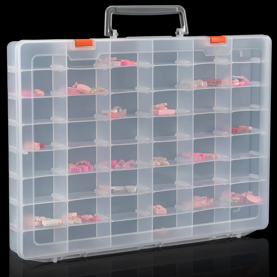 Transparente Kunststoff-Organizer-Box mit 48 Fächern und herausnehmbaren Trennwänden für Bastelbedarf und Schmuck - Bild 2
