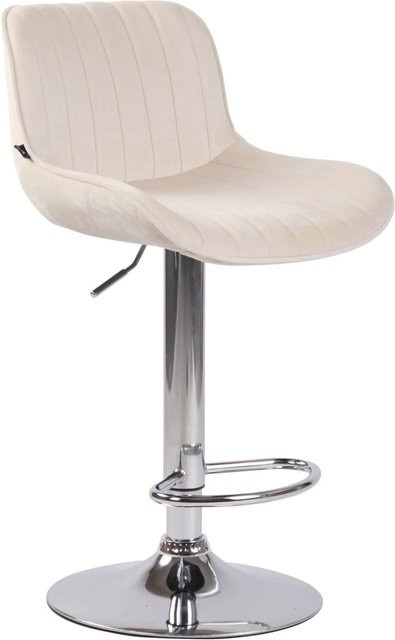 DELUKE Barhocker BEKIM Barstuhl aus Samt in Creme mit Lehne und 360 Grad Drehbarkeit, Silber, B/T/H: 50 x 50 x 86 cm - Bild 1