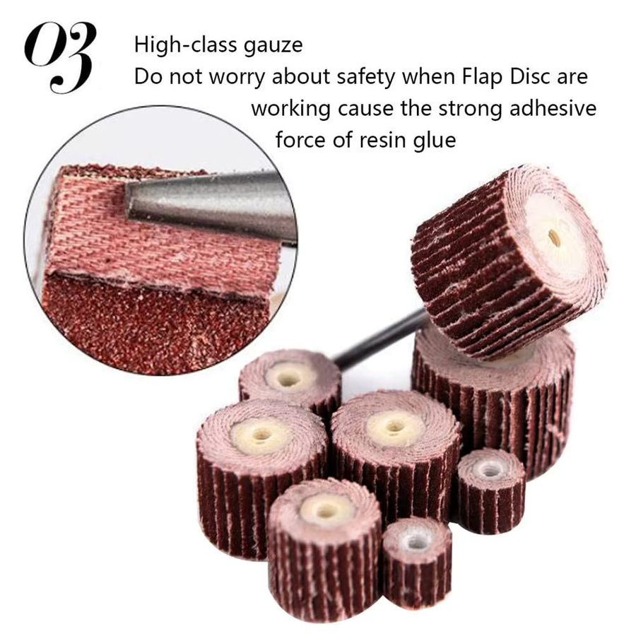 Vibratite Fächerschleifscheiben-Set 11-teilig mit Körnungen 80 bis 600 für Dremel Rotations-Schleifwerkzeuge, B/H/T: 1,0 x 1,0 x 0,3 cm - Bild 3