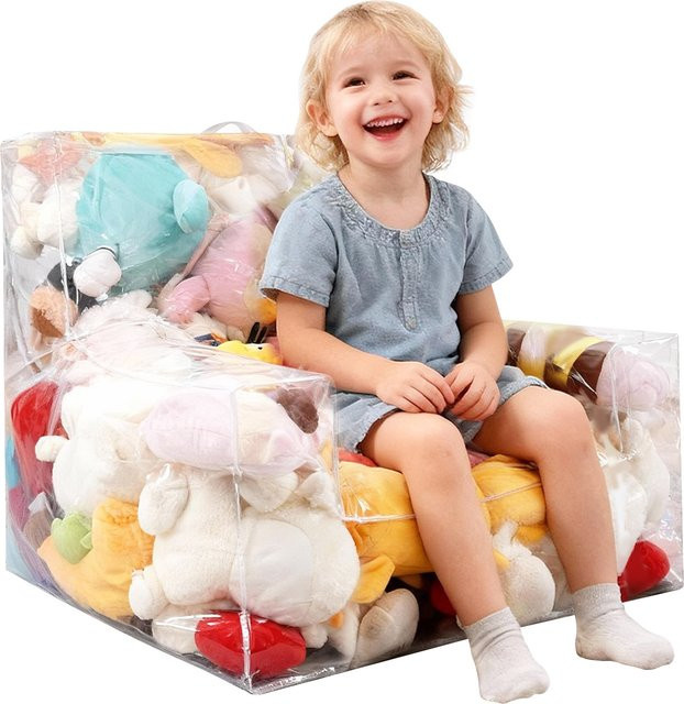 Willstar Plüschtier-Stuhlbezug aus Polyester für Kinder als Sitzsack und Aufbewahrungstasche mit Reißverschluss - Bild 1