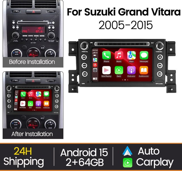 MEKEDE Android 15 Autoradio Stereoanlage für Suzuki Grand Vitara 3 (2005 - 2015) mit Carplay, WIFI, Bluetooth und Videoplayer in Schwarz - Bild 1