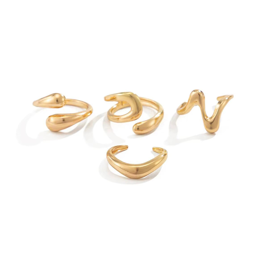 Salircon Ringe, Gold, Unregelmäßige Geometrische Offene Finger Ringe, Damen - Bild 2