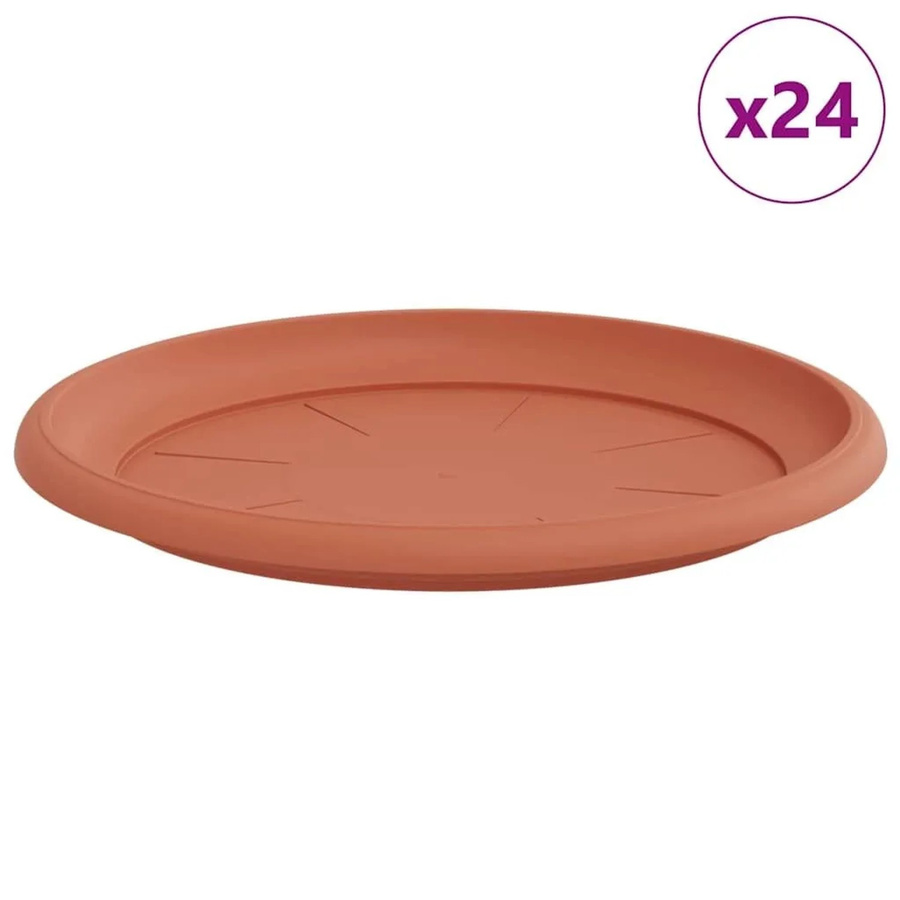vidaXL Runde Blumenplatten aus Kunststoff in Ziegelrot, 24 Stück, Durchmesser: 27 cm, Höhe: 2,5 cm - Bild 2