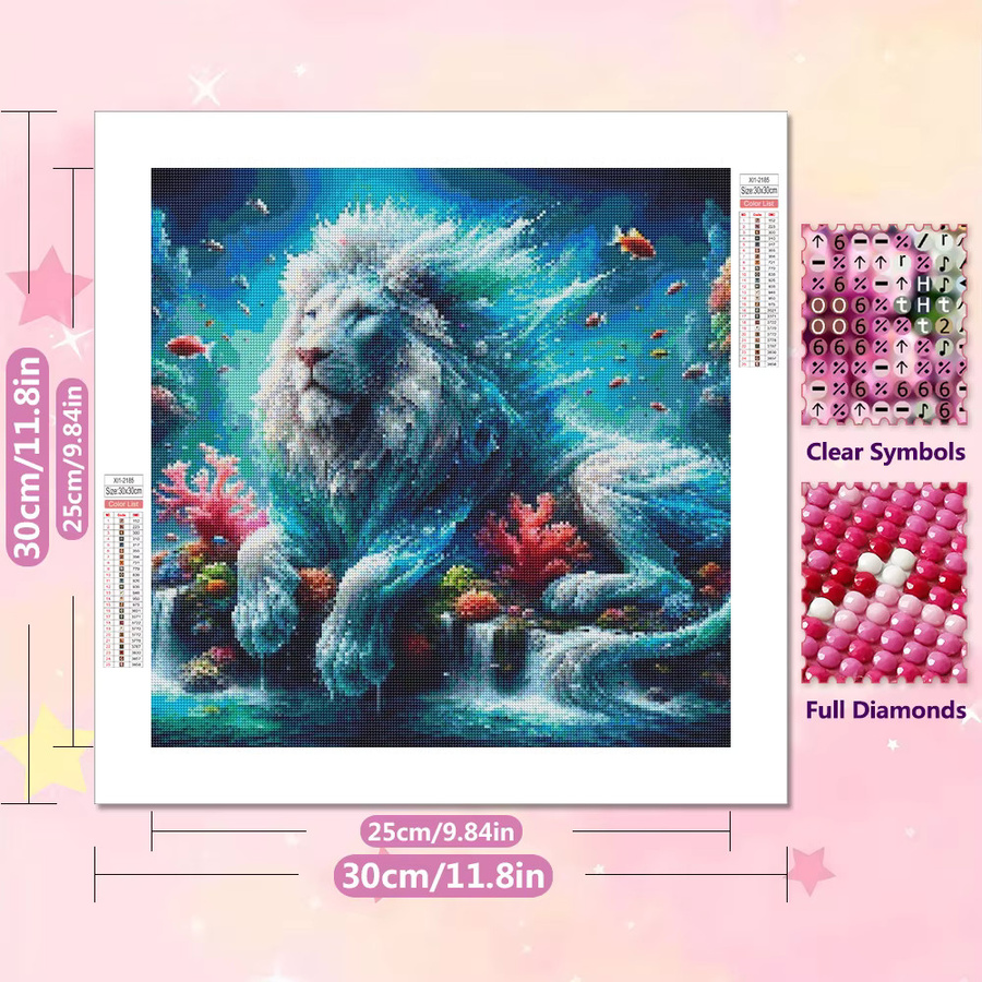 EverShine Diamond Painting Löwe im Ozean DIY Stickerei Set mit Rundbohrern in Multicolour, B/H/T: 20 x 20 x 20 cm - Bild 2