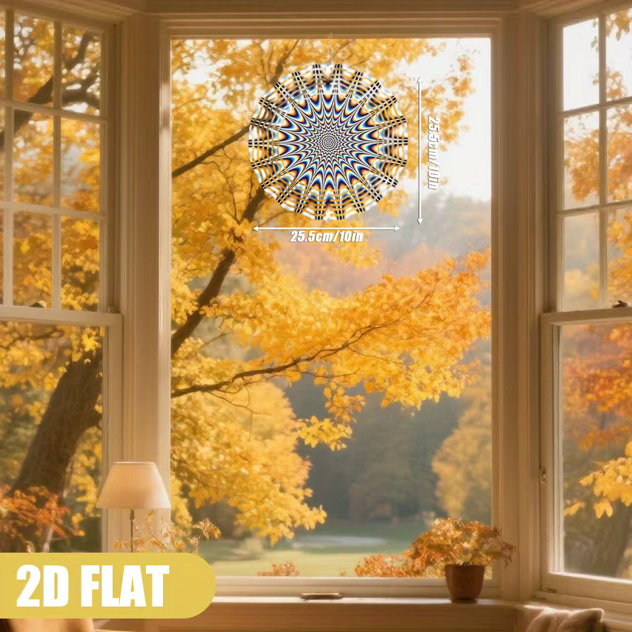 CIFBUY 2D Flacher Windspinner 10 Zoll mit spiralförmigem Farbverlauf und geometrischem Muster, Grau und Mehrfarbig, Durchmesser: 25,4 cm - Bild 3