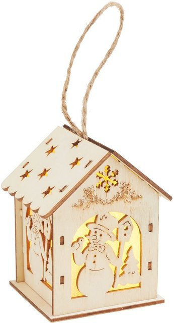VBS Holzbausatz Lichterhaus Schneemann mit Vogelhaus in Beige inklusive LED - Bild 1