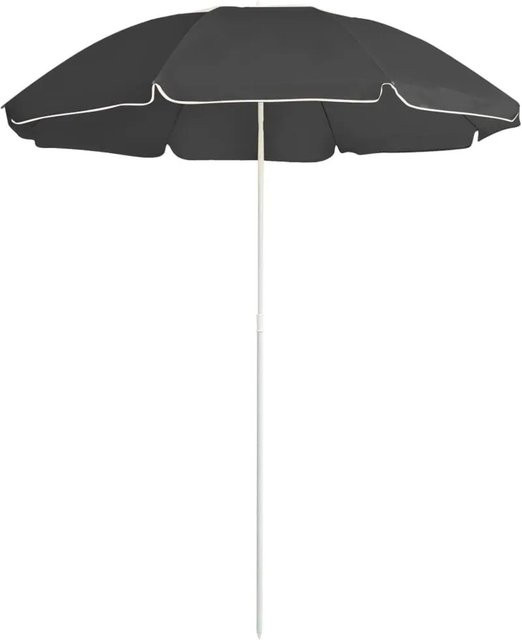 Furnicato Sonnenschirm mit Stahlmast und Polyesterbespannung in Anthrazit mit Blumendesign, Durchmesser: 176,5 cm - Bild 1