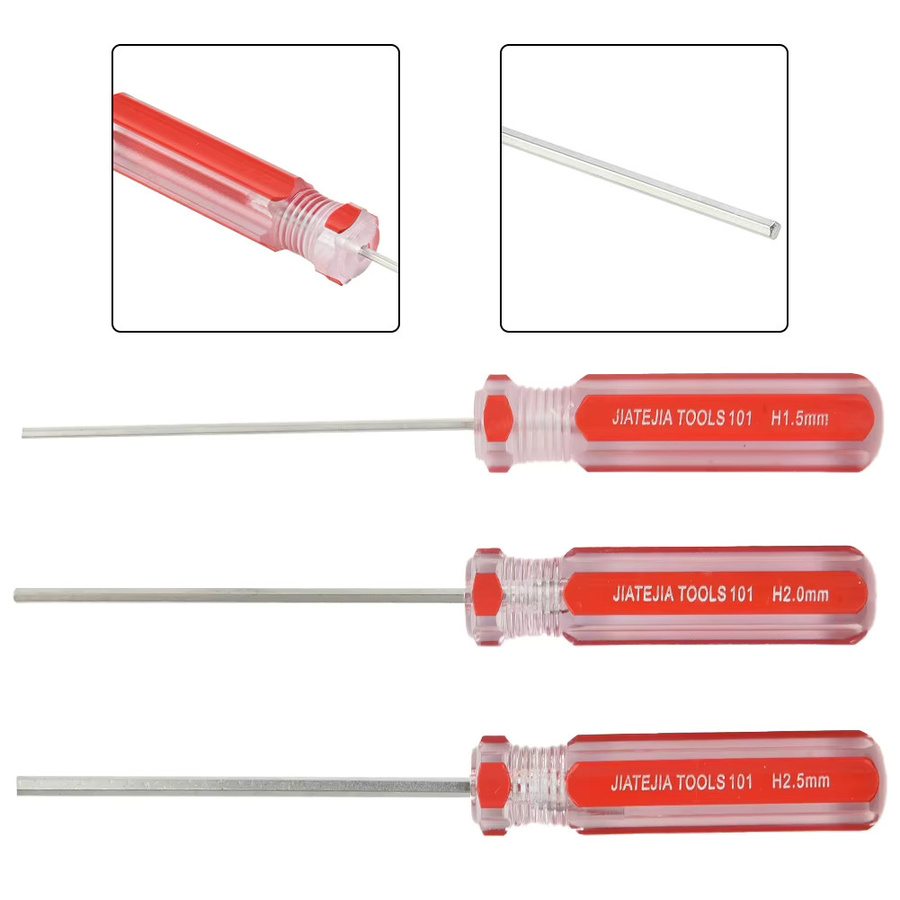 VIBRATITE Sechskant-Schraubendreher-Set mit Flachkopf und Magnet für Elektronik- und Spielzeugreparatur, Rot - Bild 2
