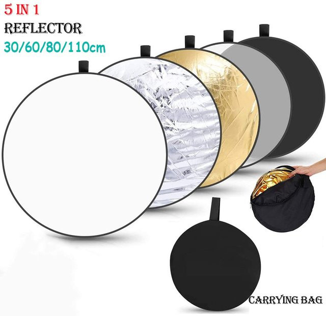 5 in 1 zusammenklappbarer runder Fotografie Reflektor mit Diffusor und Tragetasche für das Fotostudio und Außenbereich - Bild 1