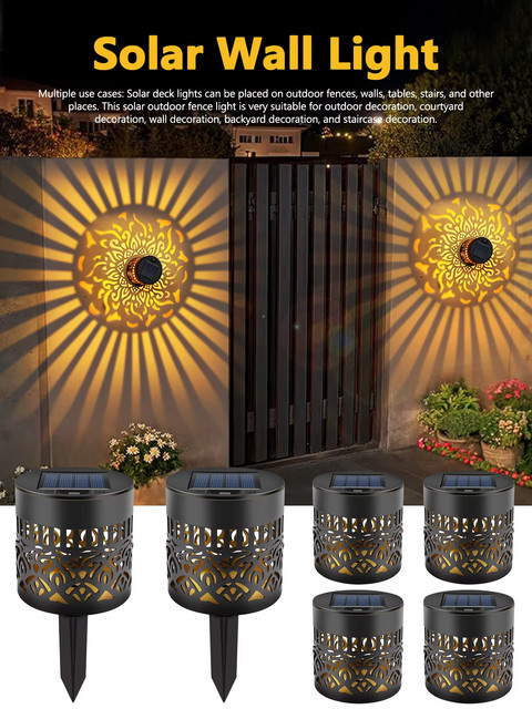 AMARYLLIS 2er Set Solar-Wandleuchten mit Mandala-Muster in Schwarz, Wasserdichte Projektions-Dekorationsbeleuchtung mit Warmweißem Licht für Garten, Balkon und Wand - Bild 1