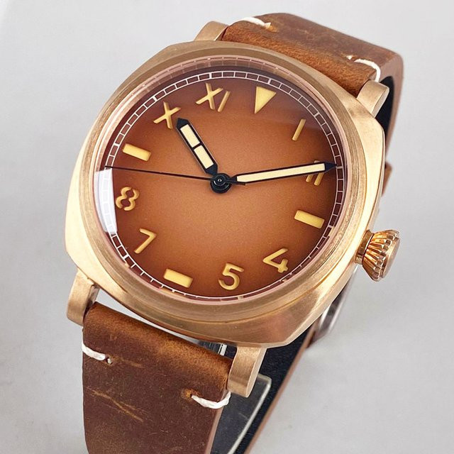 CUSN8 Armbanduhr Bronze, Automatik, Saphirglas, 42 mm, Leder, Unisex - Bild 1