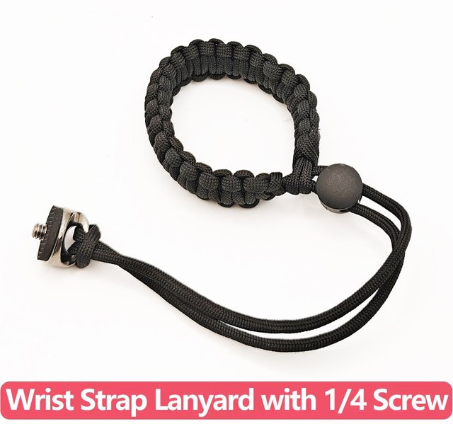 EXSKOF Anti-Verlust-Lanyard mit geflochtenem Nylon-Handgelenkband und 1/4 Schraube in Schwarz für GoPro Hero 13 12 11 10 9, Insta360 X5 X4 X3 und DJI OSMO - Bild 1