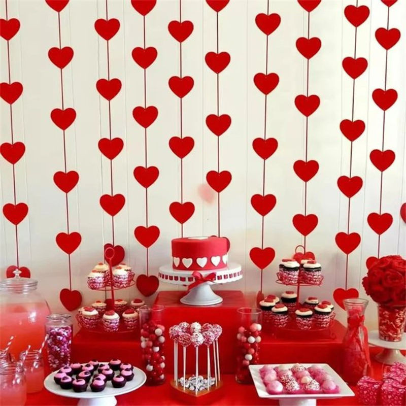 3M Rote Herzen Girlande aus Papier für Valentinstag, Hochzeit und Geburtstag, hängende Dekoration - Bild 1