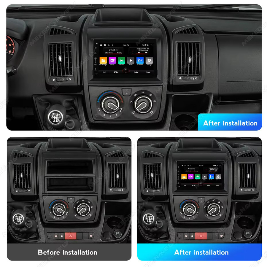 MEKEDE Android 15 Autoradio für Fiat Ducato 2007-2015 mit 2 GB RAM, 64 GB Speicher, kabellosem CarPlay, GPS, Bluetooth und DSP Stereo in Schwarz - Bild 2