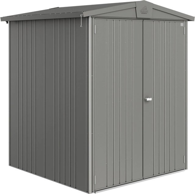 Biohort Gerätehaus Europa aus Metall in Quarzgrau-Metallic mit Satteldach und Doppeltür, B/T/H: 172 x 156 x 196 cm - Bild 1