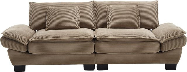 Modernes 2-Sitzer-Samtsofa von Gomyway in Khaki mit Massen B: 224 cm, T: 81 cm, H: 81 cm - Bild 1