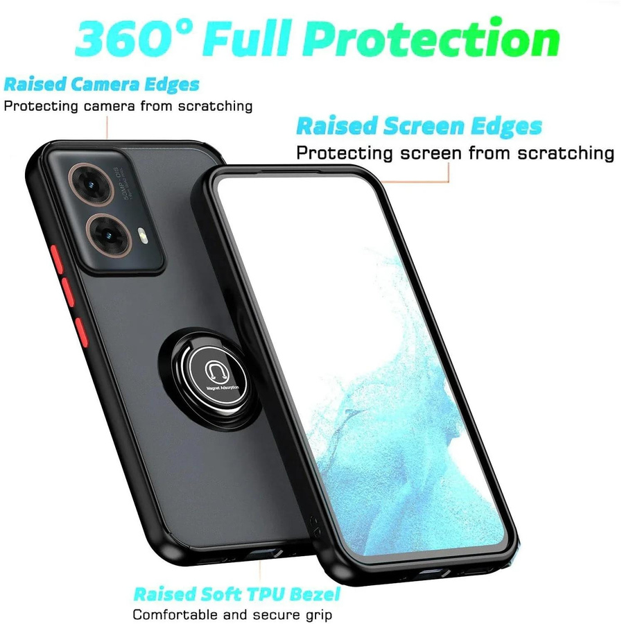 Armor Matte Schutzhülle für Motorola Moto G-Serie mit Ringhalter, stoßfestes Cover in Schwarz und Transparent - Bild 2