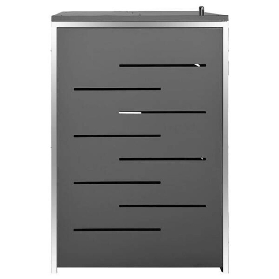 vidaXL Mülltonnenbox für 4 Tonnen aus Edelstahl in Anthrazit B/T/H: 276,5 x 77,5 x 115,5 cm - Bild 3