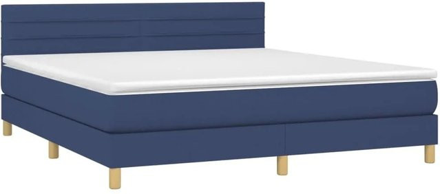 vidaXL Boxspringbett mit Matratze in Blau, Hybridbett mit LED-Beleuchtung und USB-Anschluss, B/T/H: 180 x 200 x 78 cm - Bild 1