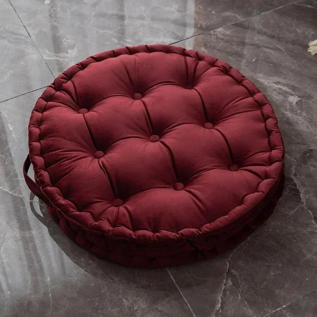 Nordic Plain Velvet Rundes Tatami Kissen, Rot, Durchmesser: 60 cm - Bild 1