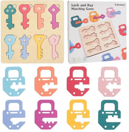 monkey man Farbiges Schlüssel-Paarungs-Set, Holzpuzzle, 8-teiliges Set, Bunt / Mehrfarbig