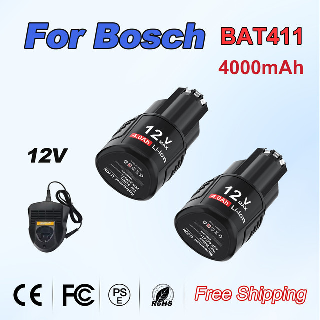 Ersatzbatterie 12V für Bosch BAT411, BAT412A, BAT414 und BAT412 mit 4000mAh in Schwarz - Bild 1