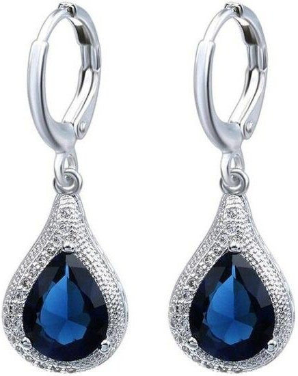 YIRAN Jewelry Ohrringe, 925 Silber, blaue Zirkonia, Damen - Bild 1