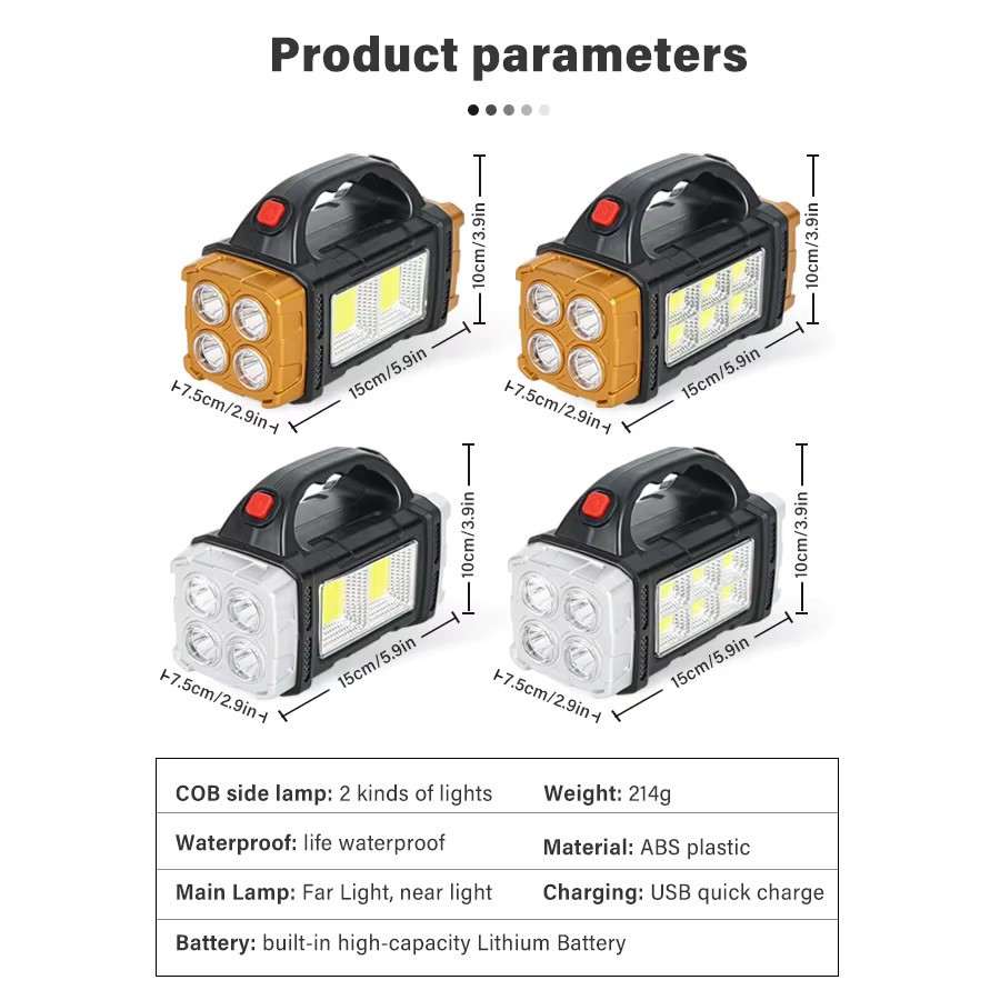 KDULIT Solar Taschenlampe mit Powerbank-Funktion und COB-Arbeitslicht in Multicolour - Bild 6