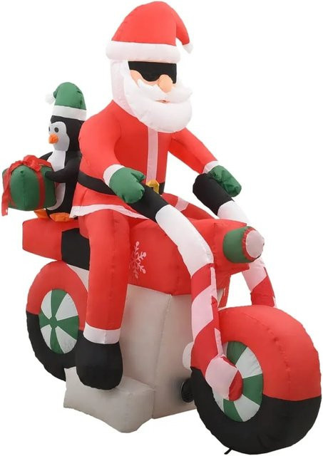 vidaXL Aufblasbarer Weihnachtsmann auf Motorrad mit LED IP44, Höhe: 160 cm - Bild 1