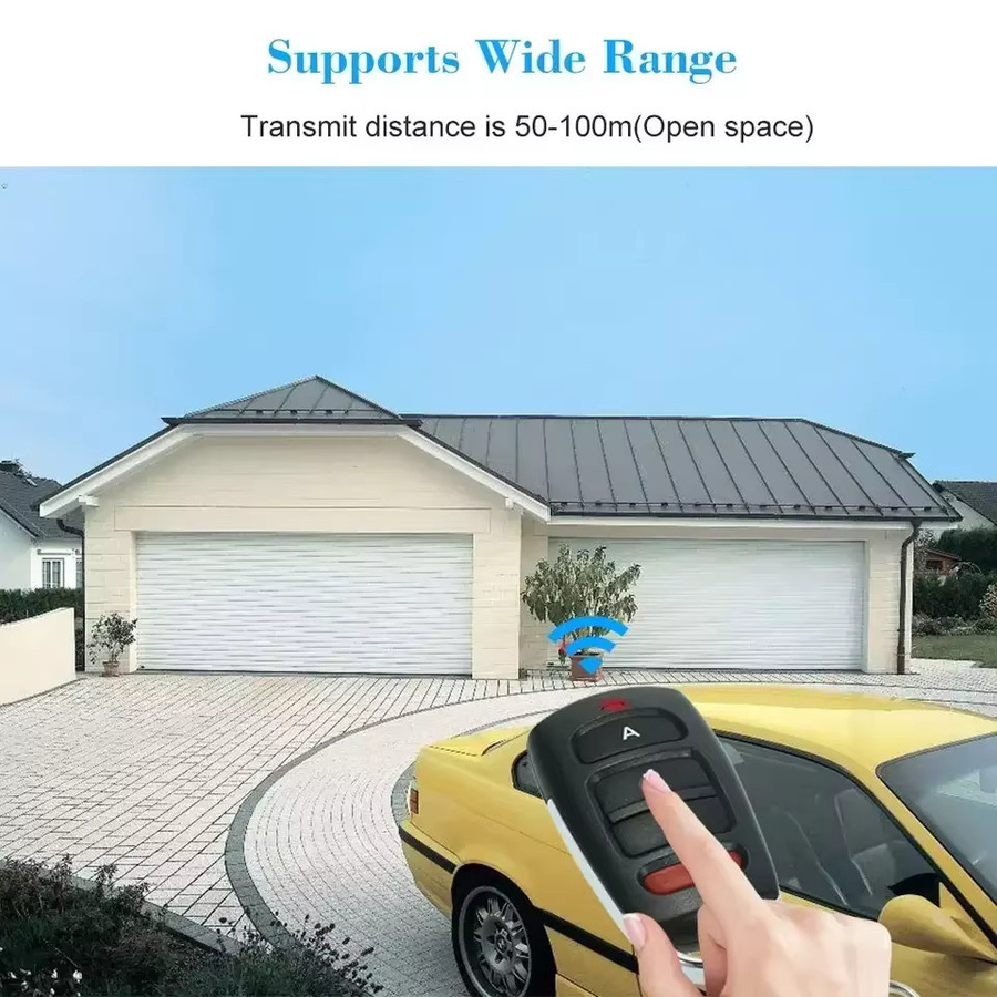 Universal 4 Tasten Garage Türöffner Fernbedienung zum Klonen für Auto und Tor, 433 MHz, Schwarz - Bild 3